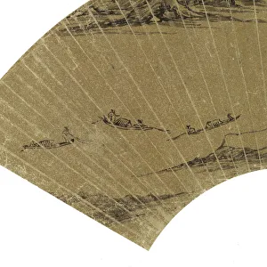 Detail of Landscape with Lake and three Boats (ink on gold paper) Detail of Landscape with Lake and three Boats (ink on gold paper)