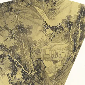 Detail of Landscape with Lake, Bridge and Fisherman (ink on gold paper) Detail of Landscape with Lake, Bridge and Fisherman (ink on gold paper)