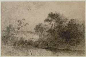 Landscape with roof tops behind trees (#49) c. 1880s (graphite on paper) Landscape with roof tops behind trees (#49) c. 1880s (graphite on paper)