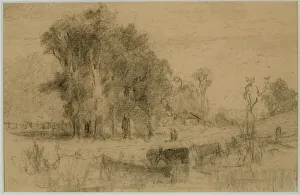 Landscape, Rowboat and Cows (#57) C. 1880 (graphite on paper) Landscape, Rowboat and Cows (#57) C. 1880 (graphite on paper)