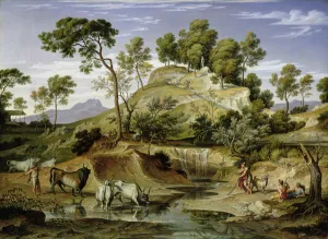 Landscape with Shepherds and Cows and at the Spring, 1832-34 (oil on canvas) Landscape with Shepherds and Cows and at the Spring, 1832-34 (oil on canvas)