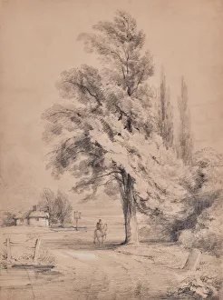 Landscape with tree and horse rider, 1810-65 (Pencil) Landscape with tree and horse rider, 1810-65 (Pencil)
