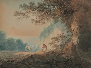 Landscape, tree in right foreground cart and figures of woman and child, 19th century (Watercolour) Landscape, tree in right foreground cart and figures of woman and child, 19th century (Watercolour)