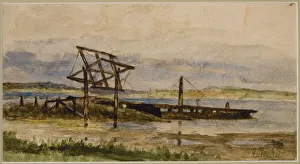 Landscape w/Dock, Sea and Beach (#18), c. 1880 (watercolor on paper) Landscape w/Dock, Sea and Beach (#18), c. 1880 (watercolor on paper)