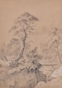 Landscape with wooden bridge, 1810-65 (Pencil) Landscape with wooden bridge, 1810-65 (Pencil)