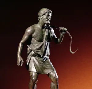 Lararium statuette of a water carrier (bronze) Lararium statuette of a water carrier (bronze)