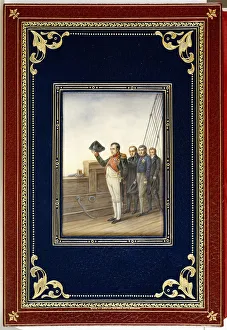 Large portrait miniature of Napoleon, 1896 (scarlet levant morocco leather, gilt Large portrait miniature of Napoleon, 1896 (scarlet levant morocco leather, gilt