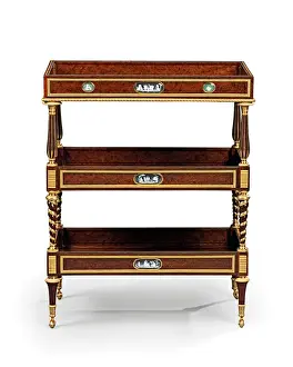 Late Louis XVI ormolu and cameo-mounted burr yew wood and mahogany table travailleuse Late Louis XVI ormolu and cameo-mounted burr yew wood and mahogany table travailleuse