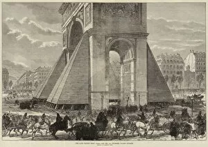 The Late Sorties from Paris, the Arc de Triomphe, Champs Elysees (engraving)
