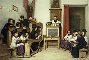 The Latin Class, 1869 (watercolour over pencil traces) The Latin Class, 1869 (watercolour over pencil traces)