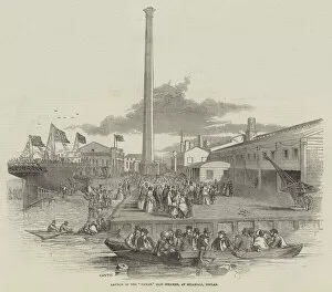 Launch of the 'Taman, ' Iron Steamer, at Millwall, Poplar (engraving)