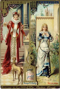 Laure in Costume of the year 1500 and Marguerite in the opera Faust by Charles Gounod Laure in Costume of the year 1500 and Marguerite in the opera Faust by Charles Gounod