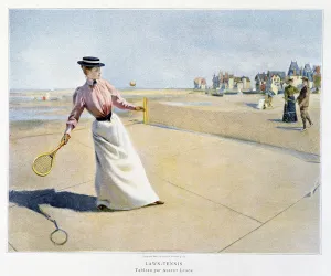 Part of Lawn - Tennis on a beach (Normandy?) - ill. by Albert Lynch, 1893 Part of Lawn - Tennis on a beach (Normandy?) - ill. by Albert Lynch, 1893