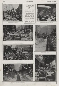 New Bridge Street Gallery: Laying underground telephone cables in London, 1900 (b / w photo)