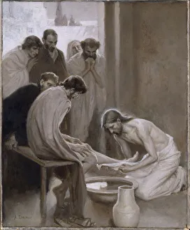 Le Christ lavant les pieds de ses disciples - Christ washing the Feet of the Disciples Le Christ lavant les pieds de ses disciples - Christ washing the Feet of the Disciples