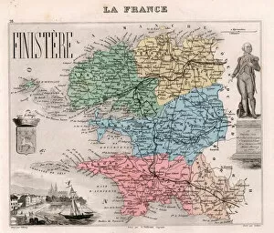Le Finistere (29), Brittany - France and its Colonies. Atlas illustrates one hundred