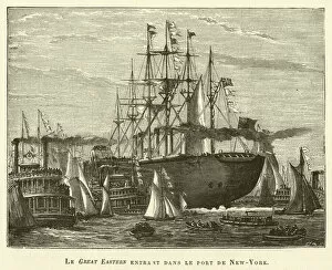 Le Great Eastern Entrant Dans Le Port De New-York (engraving)
