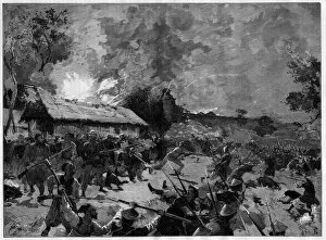 France Francais Francaise Francaises Gallery: Le guet-apens (guet apens) de Hue, 4-5 juillet 1885 : attaque d une armee tonkinoise (Viet-Nam)