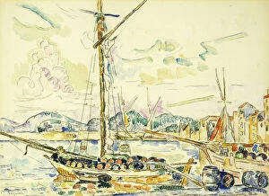 Gangplank Gallery: Le Port de Saint-Tropez, (watercolour over black chalk on paper laid on board)