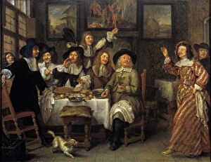 Le repas d'artistes by Gonzales Coques (1614-1684) (ec.bel.) 17th century