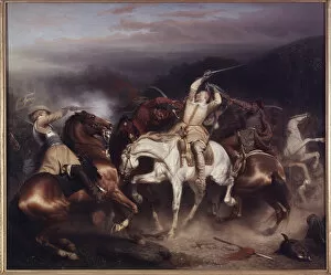 Le roi Gustave II Adolphe de Suede, dit le Grand ou le lion du nord, a la bataille de Trzciana