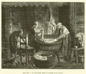 Le savonnage apres le coulage de la lessive (engraving) Le savonnage apres le coulage de la lessive (engraving)