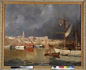 Le Vieux Port a Marseille in stormy weather Painting by Joseph Garibaldi (1863-1941) 1914 Mandatory mention Le Vieux Port a Marseille in stormy weather Painting by Joseph Garibaldi (1863-1941) 1914 Mandatory mention