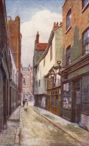 Leather Lane, looking South towards Holborn, 1897 (colour litho) Leather Lane, looking South towards Holborn, 1897 (colour litho)
