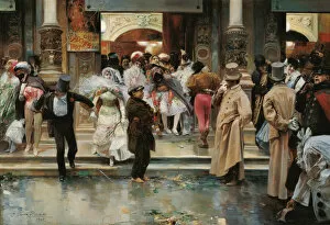 Society Life Collection: Leaving the Masqued Ball - Garcia y Ramos, Jose (1852-1912) - 1905 - Oil on canvas - 70, 5x104