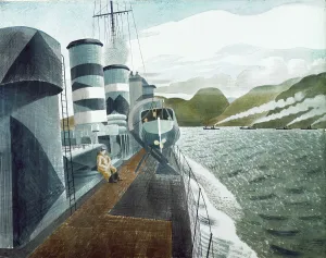 Departure Gallery: Leaving Scapa Flow (pencil & w / c on paper)