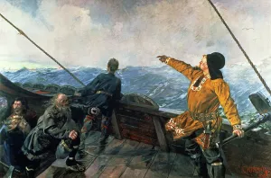 Leif Eriksson (10th century) sights land in America, 1893 Leif Eriksson (10th century) sights land in America, 1893