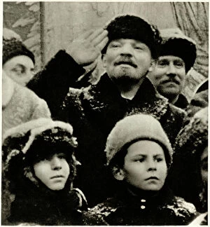 Salute Collection: Lenin (Vladimir Ilyich Ulyanov said, 1870-1924) in 1919 during the celebration of the second