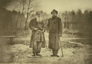 Leo Tolstoy and the author Maxim Gorky (b/w photo) Leo Tolstoy and the author Maxim Gorky (b/w photo)