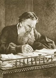 Soviet Union Gallery: Leo Tolstoy (litho) (sepia photo)