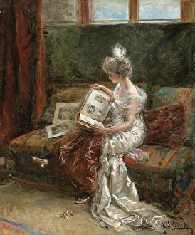 Leonie Garrido Looking at an Album of Prints, (oil on panel) Leonie Garrido Looking at an Album of Prints, (oil on panel)