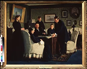 Les comptes familiaux (The Family Accounts). Peinture de Nikolai Vasilyevich Nevrev (1830-1904), huile sur toile, 1888 Les comptes familiaux (The Family Accounts). Peinture de Nikolai Vasilyevich Nevrev (1830-1904), huile sur toile, 1888