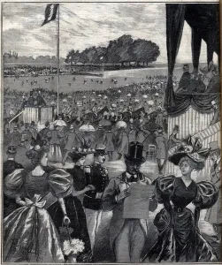 Les courses de lyon (racetracks de Lyon) - after the grand prix - engraving in " Les courses de lyon (racetracks de Lyon) - after the grand prix - engraving in "