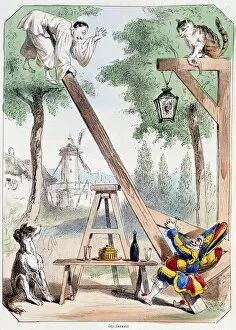 Marionette Gallery: Les deux amis - Lithography, extracted from Theatre des marionnettes du jardin des Tuileries