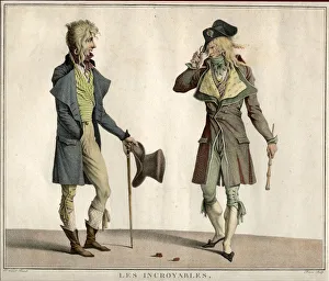 Les Incroyables, Anonymous . Copper engraving, watercolour, 1796-1797. Private Collection Les Incroyables, Anonymous . Copper engraving, watercolour, 1796-1797. Private Collection