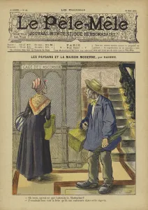 Les paysans et la maison moderne. Illustration for Le Pele-Mele, 1902 (colour litho) Les paysans et la maison moderne. Illustration for Le Pele-Mele, 1902 (colour litho)