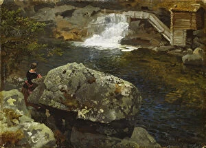 'L'etang du moulin' Peinture de Hans Fredrik Gude (1825-1903) 1850 National Museum of Art, Oslo Norvege