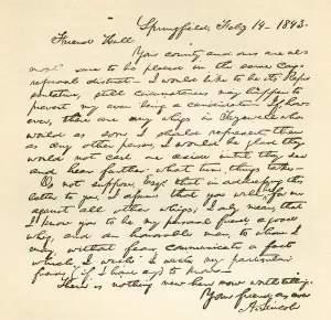Letter from Abraham Lincoln to Alden Hall, dated February 14, 1843 (litho) Letter from Abraham Lincoln to Alden Hall, dated February 14, 1843 (litho)