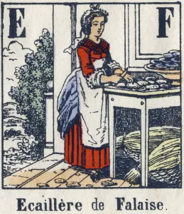 Letter E and F: cliff flaking. Alphabet of professions. Delhalt imagery Letter E and F: cliff flaking. Alphabet of professions. Delhalt imagery