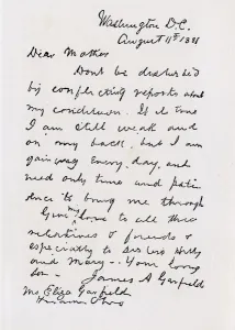Letter from James Abram Garfield to his mother, from From Log Cabin to White Letter from James Abram Garfield to his mother, from From Log Cabin to White