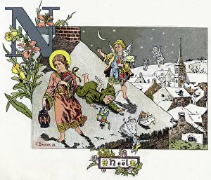 Noel Gallery: Letter N: 'Noel', in Alphabet francais, 1887 (engraving)
