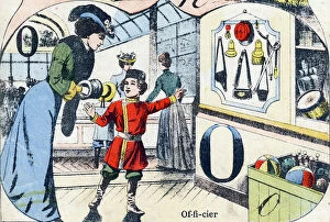 Keel Gallery: Letter O Officer. Engraving in 'ABC des joux pour petits boys'