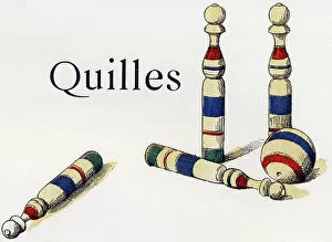 Keel Gallery: Letter Q: 'Skittles', in ABC des joujoux ou Alphabet des tout petits, 1897 (engraving)