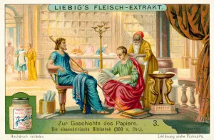 The Library of Alexandria, 300 BC (chromolitho) The Library of Alexandria, 300 BC (chromolitho)