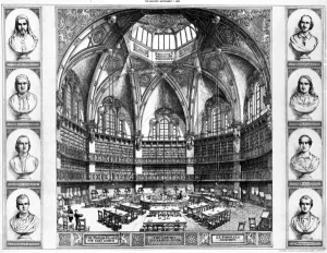 The Library and Reading Room at The Peoples Palace for East London, c.1880s The Library and Reading Room at The Peoples Palace for East London, c.1880s