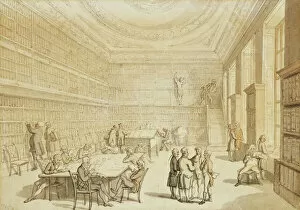 Watercolor Gallery: The Library of the Royal Institution, Albemarle Street, (pencil